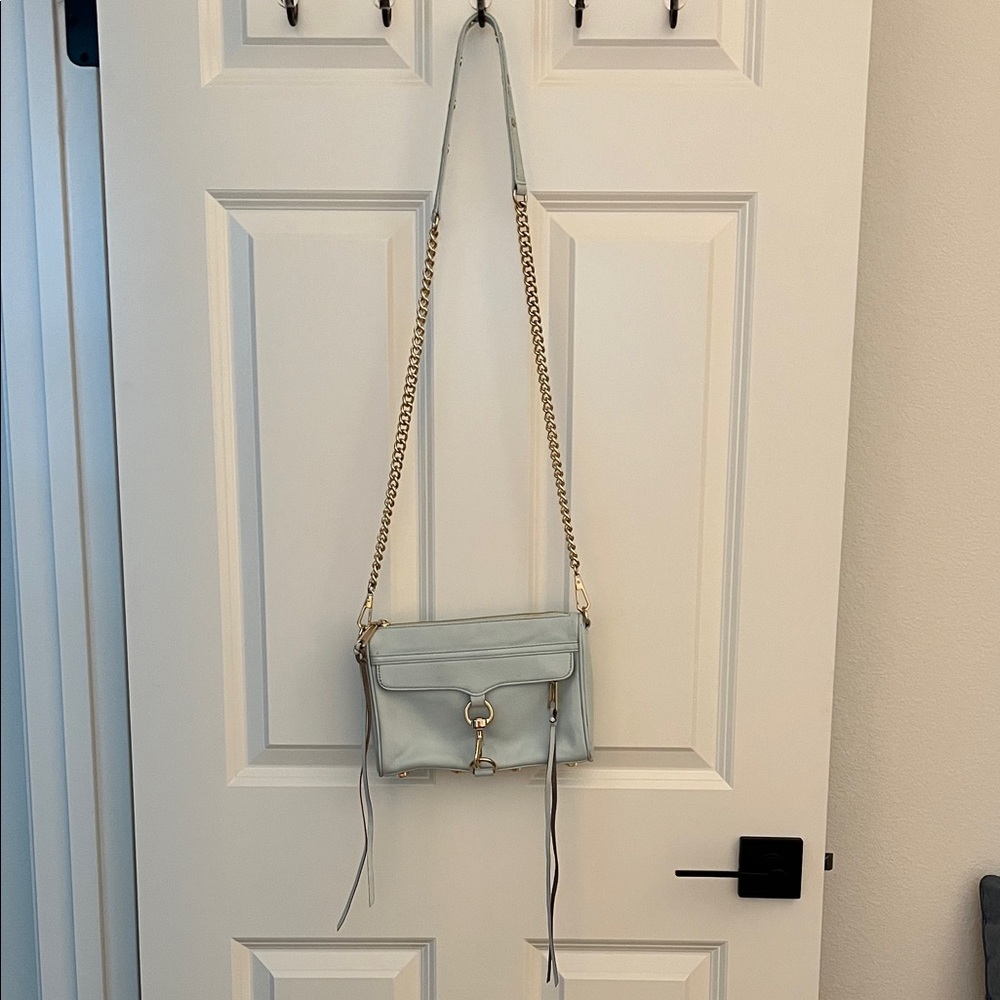 Rebecca Minkoff Light Blue Crossbody Bag with Gold Accents